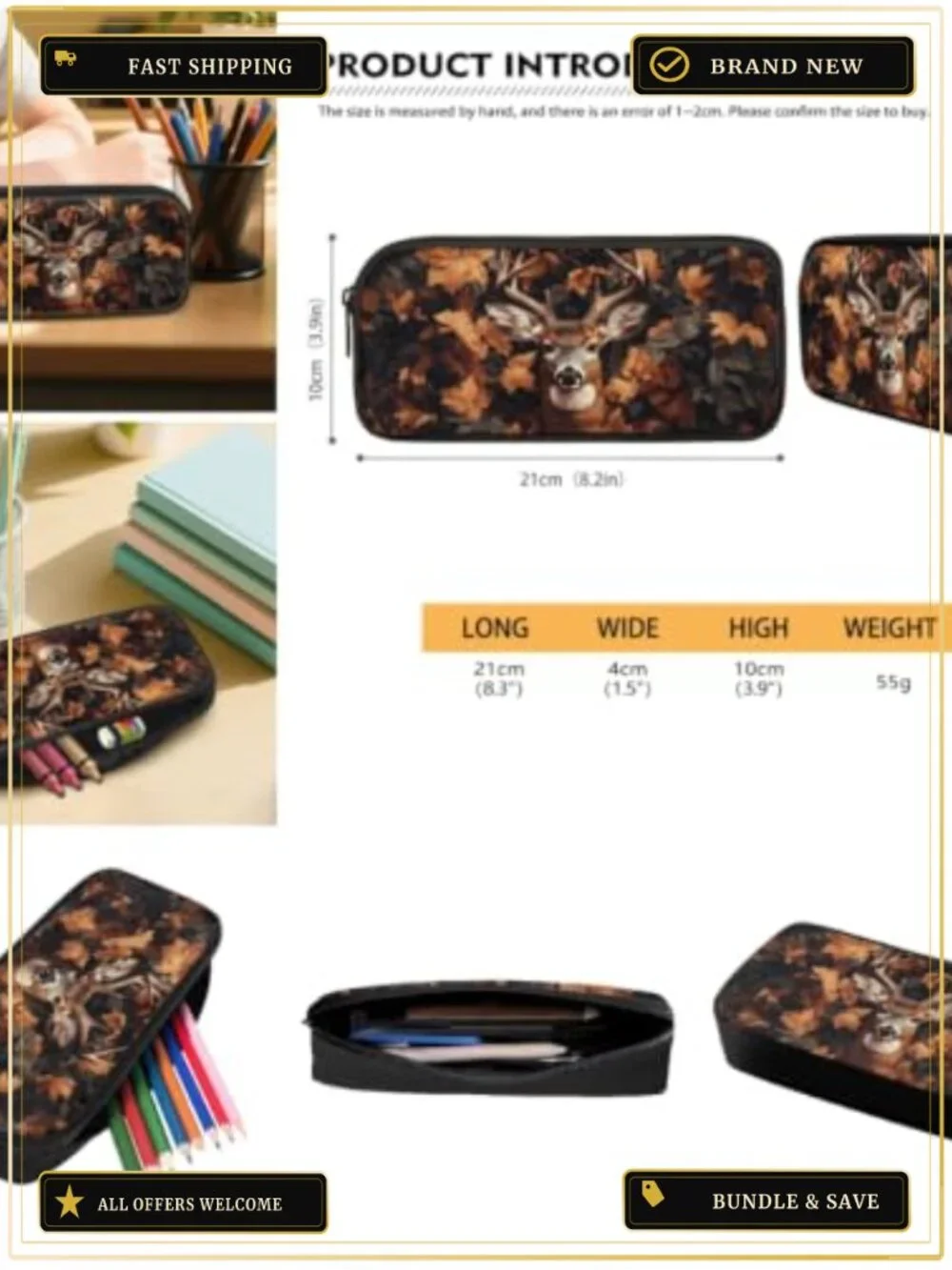 Kids 5-Piece Hunting Camo Backpack Set with Lunch Box Pencil Case